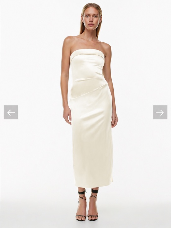 Aritzia Dresses & Skirts - Babaton Ten Aritztia Strapless Draped Satin Midi Maxi Dress Ivory Cream size 8